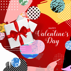 Happy Valentines Day typography poster, romantic greeting card vector illustration design. Concept for background, website and mobile website banner, social media banner
