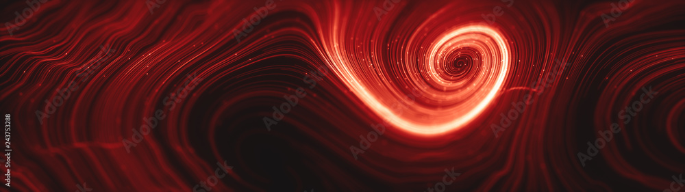 Aufkleber abstract creative modern ultra wide background. neon glowing twisted cosmic lines. beautiful swirls,