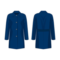 Blue autumn coat isolated vector on the white background