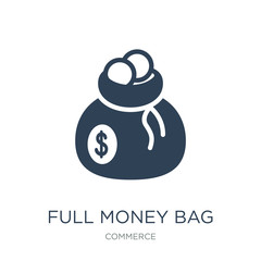 full money bag icon vector on white background, full money bag t