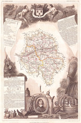 1847, Levasseur Map of the Dept. D'Indre et Loire, France