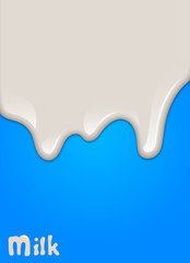 Realistic milk drop, splashes, liquid isolated on blue background. vector illustration