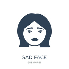 sad face icon vector on white background, sad face trendy filled