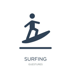 surfing icon vector on white background, surfing trendy filled i