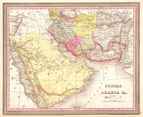 1850, Mitchell Map of Arabia, Persia, Afghanistan