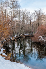 River in winter off June Lake Loop, Sierras, California