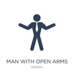 man with open arms icon vector on white background, man with ope