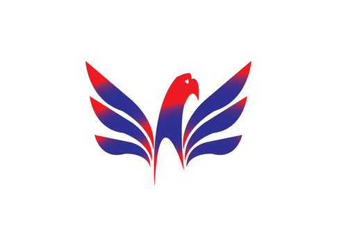 Eagle head with wings slogan logo