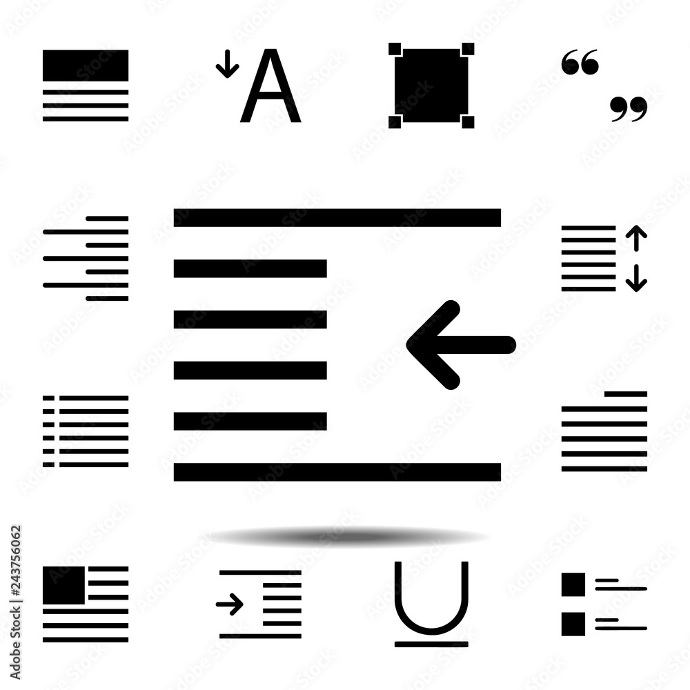 Poster outdent, text icon. simple glyph, flat vector of text editor set icons for ui and ux, website or mob