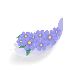 spring blue flowers on a white background with a watercolor effect, can be used as a design element