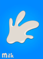 Realistic milk drop, splashes, liquid isolated on blue background. vector illustration