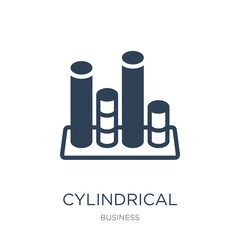 cylindrical data graphic icon vector on white background, cylind