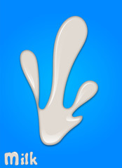 Realistic milk drop, splashes, liquid isolated on blue background. vector illustration