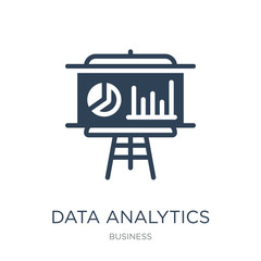 data analytics graphic on a presentation screen icon vector on w