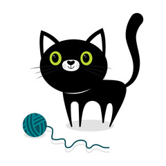 black cat with ball