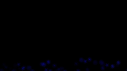 Abstract background with a variety of colorful snowflakes. Big and small.