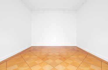 empty room with wooden parquet floor refurbished apartment