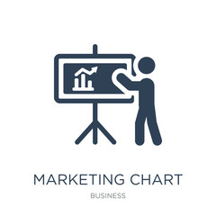 marketing chart icon vector on white background, marketing chart