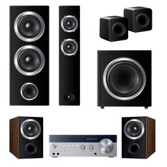 Fototapeta premium Realistic Speakers Set