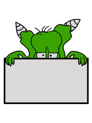 text feld schild verstecken monster alien ekelig lustig klein comic cartoon clipart design glibber schleimig hässlich horror halloween