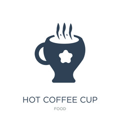 hot coffee cup with hearts icon vector on white background, hot