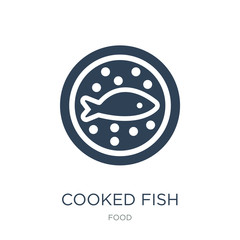 cooked fish icon vector on white background, cooked fish trendy
