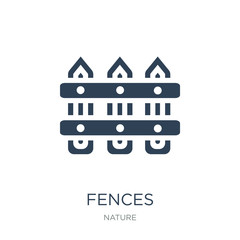 fences icon vector on white background, fences trendy filled ico