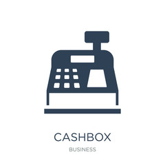 cashbox icon vector on white background, cashbox trendy filled i