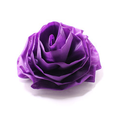 Obraz premium one artificial flower of blue color from fabric. Image close up, isolated on white background.