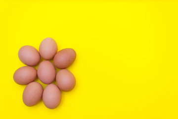 Egg, Eggs on a yellow background. Egg tray
