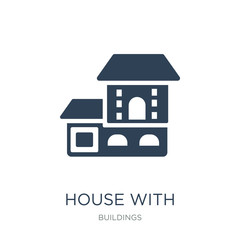 house with wooden roof icon vector on white background, house wi