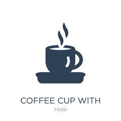 coffee cup with steam icon vector on white background, coffee cu