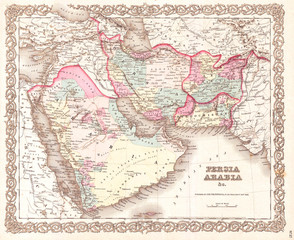 1855, Colton Map of Persia, Afghanistan, and Arabia