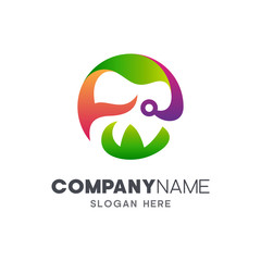 Obraz premium dentist tech and innovation logo concept