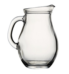8538126 Empty glass jug isolated on white background.