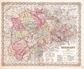 1855, Colton Map of Western Germany, Westphalia, Rheinland