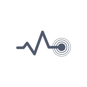 Heart Beat Monitor Pulse Line Art With Circles, Vector Icon For Medical Apps Reports, Presentations. Isolated Illustration.