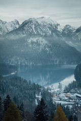 Alpsee lake  landscape with Alps mountains near Munich in Bavaria, Germany