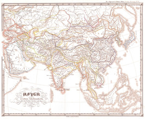1855, Spruner Map of Asia at the end of the 2nd Century, Han China
