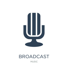 broadcast microphone icon vector on white background, broadcast