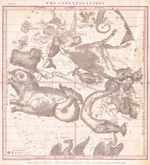 1856, Burritt, Huntington Map of the Constellations or Stars in October, November and December