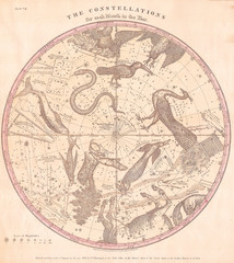1856, Burritt, Huntington Map of the Stars and Constellations of the Southern Hemisphere