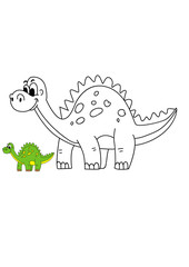 Cartoon Dino Vector Illustration coloring image for kids