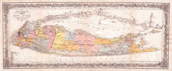 1857, Colton Traveller's Map of Long Island, New York