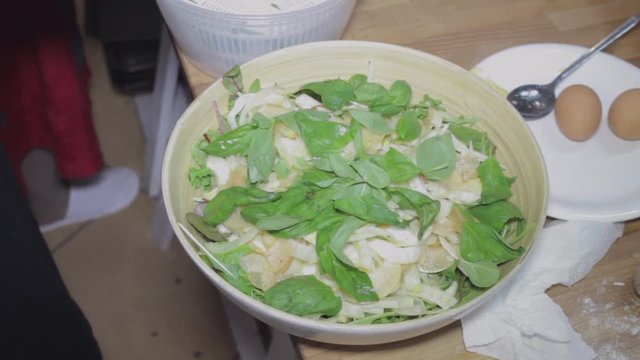 Fresh arugula salad with cheese, healthy food, diet, slider shot