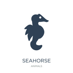 seahorse icon vector on white background, seahorse trendy filled