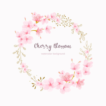 Cherry blossom frame Floral watercolor