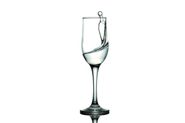 water splash and wine glass. splash alcohol in wine glass
