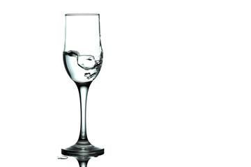 water splash and wine glass. splash alcohol in wine glass