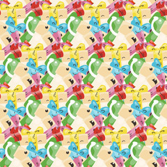 Funny doodle seamless pattern with gift boxes. Cute for prints, cards, designs and coloring books